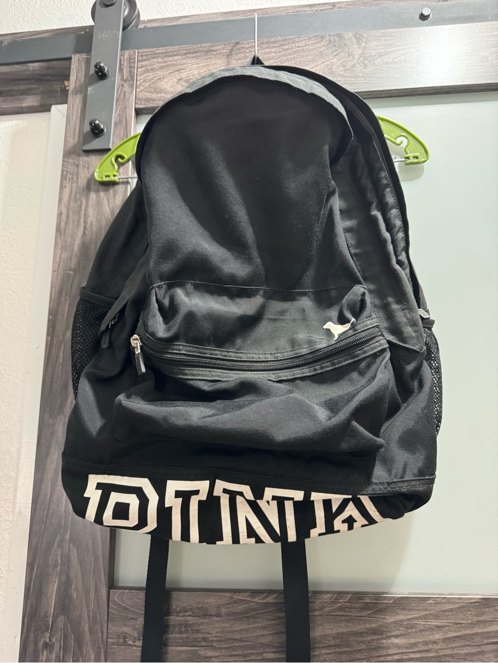 PINK Victoria's Secret Black Canvas Backpack with White Logo